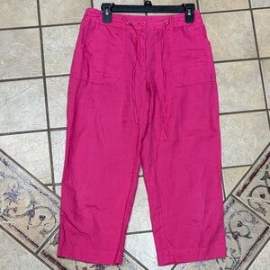 Jones New York Bright Pink Linen-Blend Drawstring Chinos